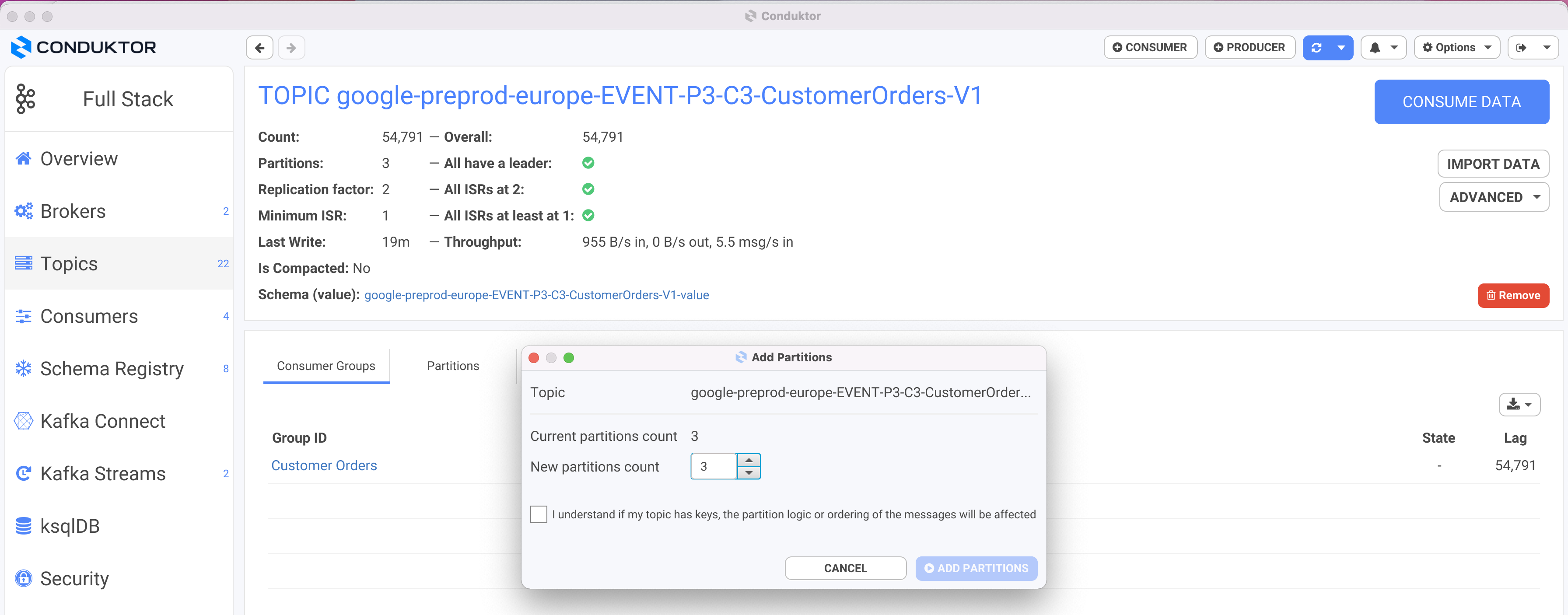 Adding partitions to a topic